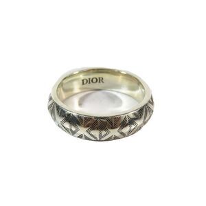 Polished DIOR CD Diamond Logo Ring Silver Accessory Ag925 Size M No 20 Men's